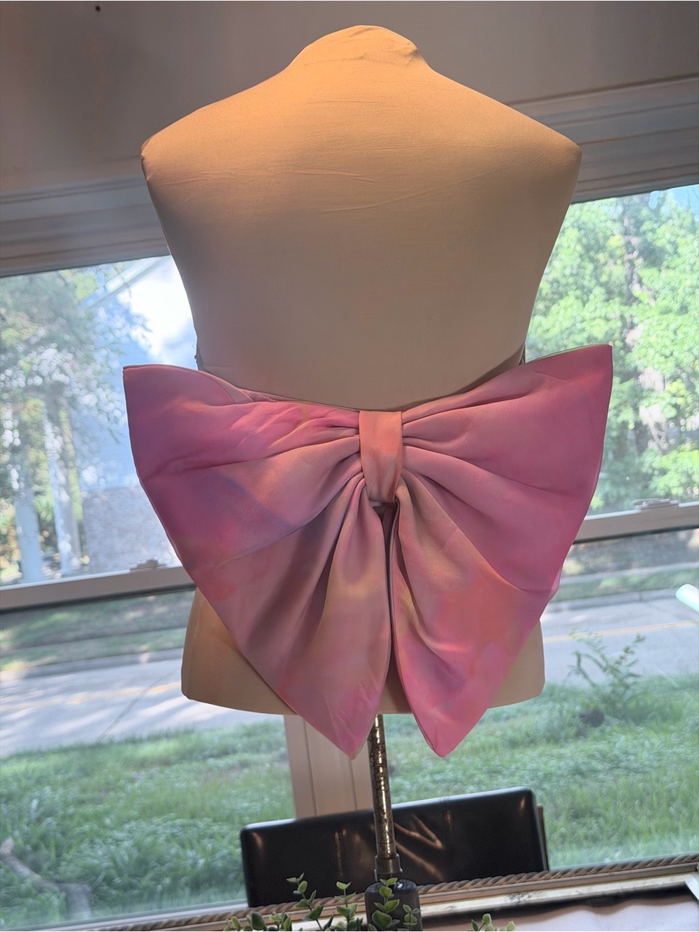 Hutch Pink & Lavender Watercolor Strapless Crop Top